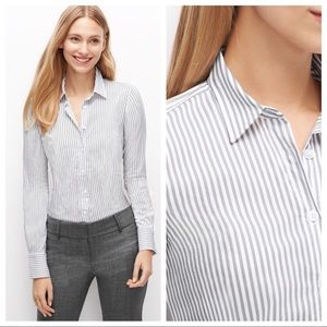 Ann Taylor Perfect Shirt in Grey Stripe - EUC!!